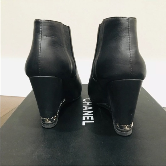 Chanel booties wedges 39.5 black/silver - Picture 3 of 8